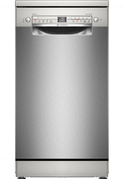 Bosch Serie 2 SPS2HMI42E Freistehender Geschirrspüler, 45 cm, Silver Inox  Vario Schublade