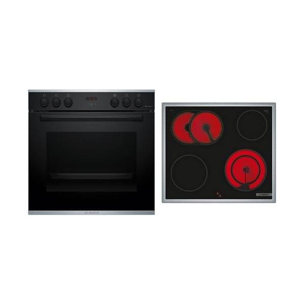 Bosch Exklusiv Einbau-Herd-Set 3D-Heißluft bzw. 3D-Kochen, Die 21 cm Kochzone, HEA2130B3+NKN64RGA2E ATMKHERD2