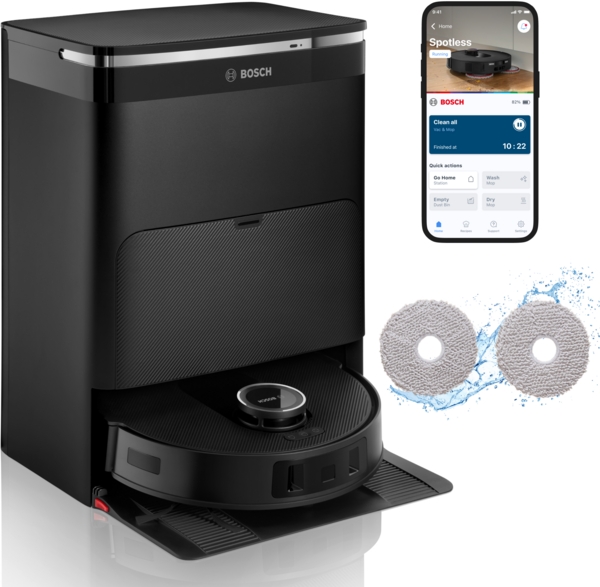 Bosch BCRDW3BAB Spotless Max Saugroboter mit Wischfunktion + Nass-Trocken- Absaugstation, App-Steuerung. **Cashback 100 Euro Technik-Bonus