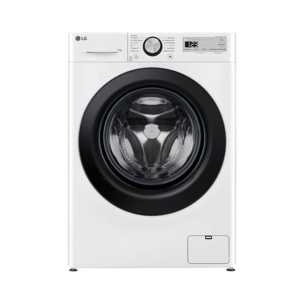LG Waschmaschine mit 11 kg Kapazität | EEK A | 1.400 U./Min. | Weiß mit schwarzem Bullaugenring | F4WR4911P