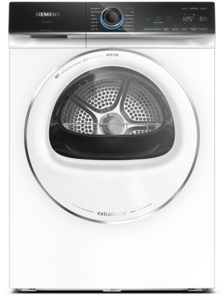 Siemens WR47B2C8AT iQ700 Wärmepumpentrockner 1 - 9 kg. selfCleaning Condenser. Reversierende Trommel Plus.  Energieeffizienzklasse A: maximiere deine Energieeinsparung.